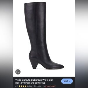 Black Leather Vince Camuto-Buttercup Wide-Calf Boot by Dress Up Buttercup